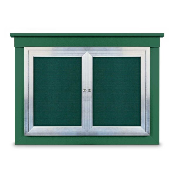 24"x36" 1-Door Enclosed Outdoor Letterboard, Hdr, Green Felt/Satin